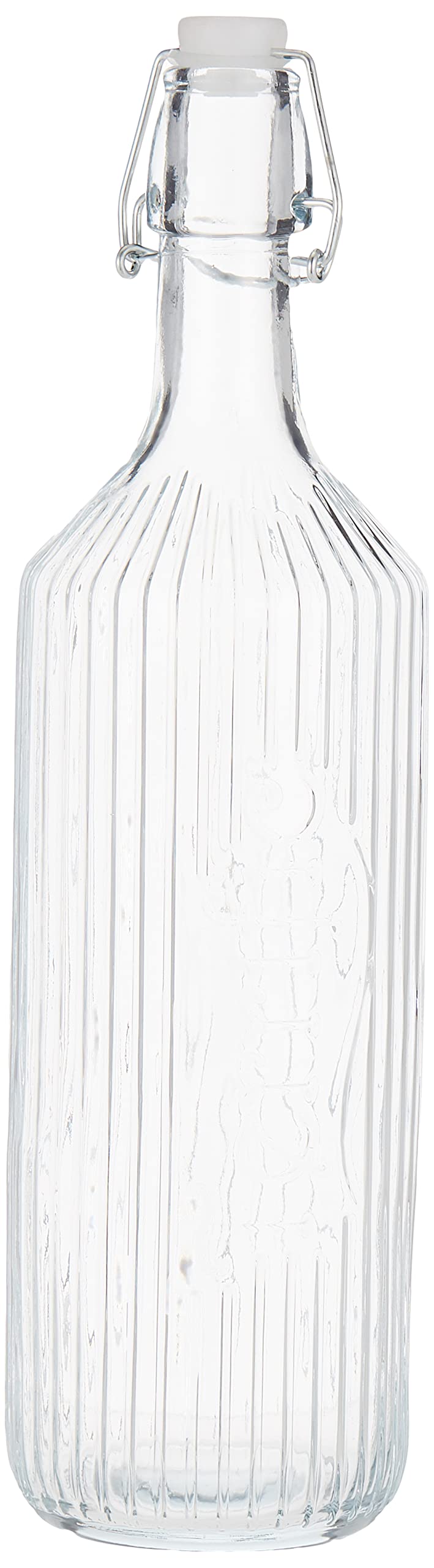 Sunray Striped Round Glass Bottle With Clip 1000Ml, Srg107