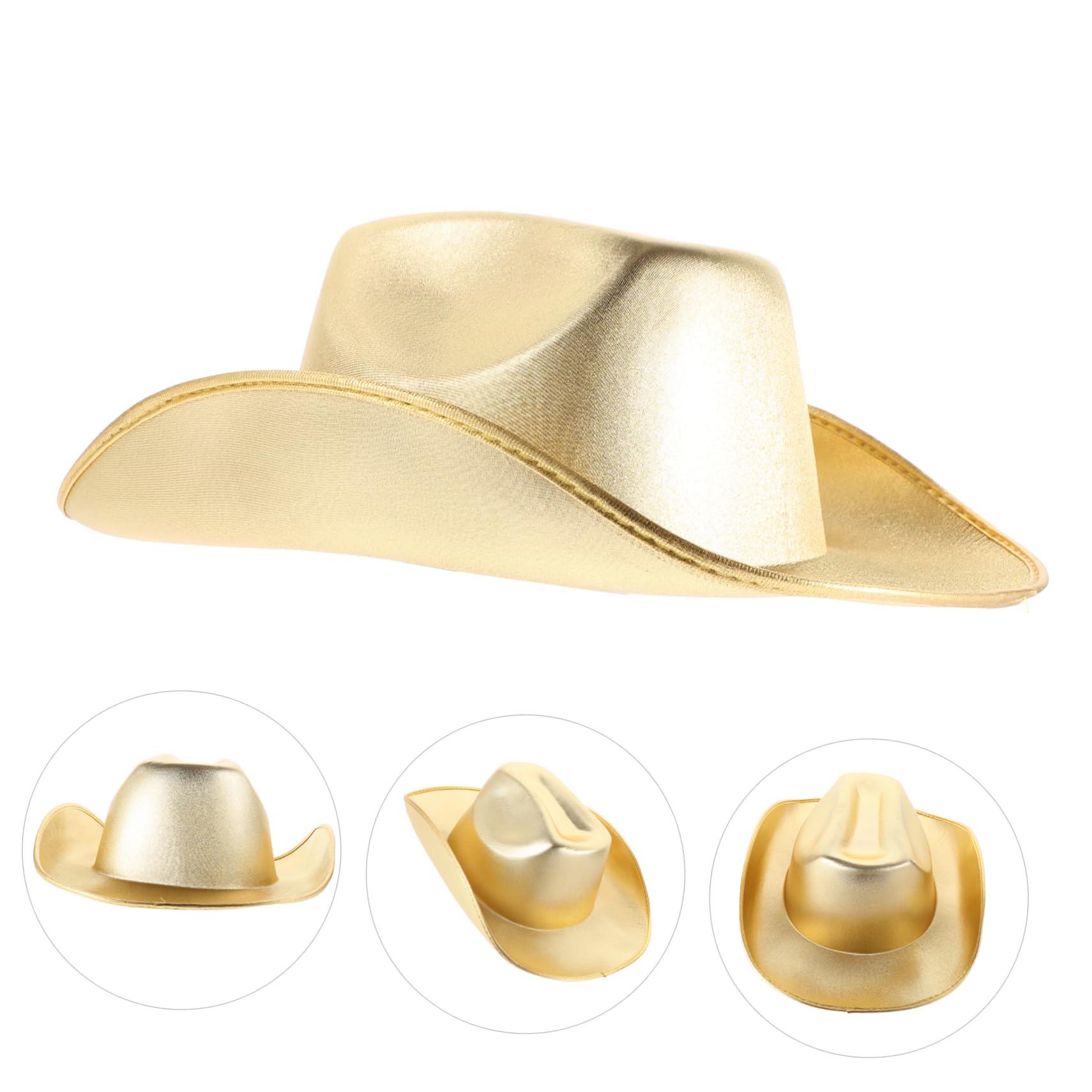 KOMBIUDA Cowboy Hat Sparkly Gold Party Hat for Men Women Western Theme Hat Costume