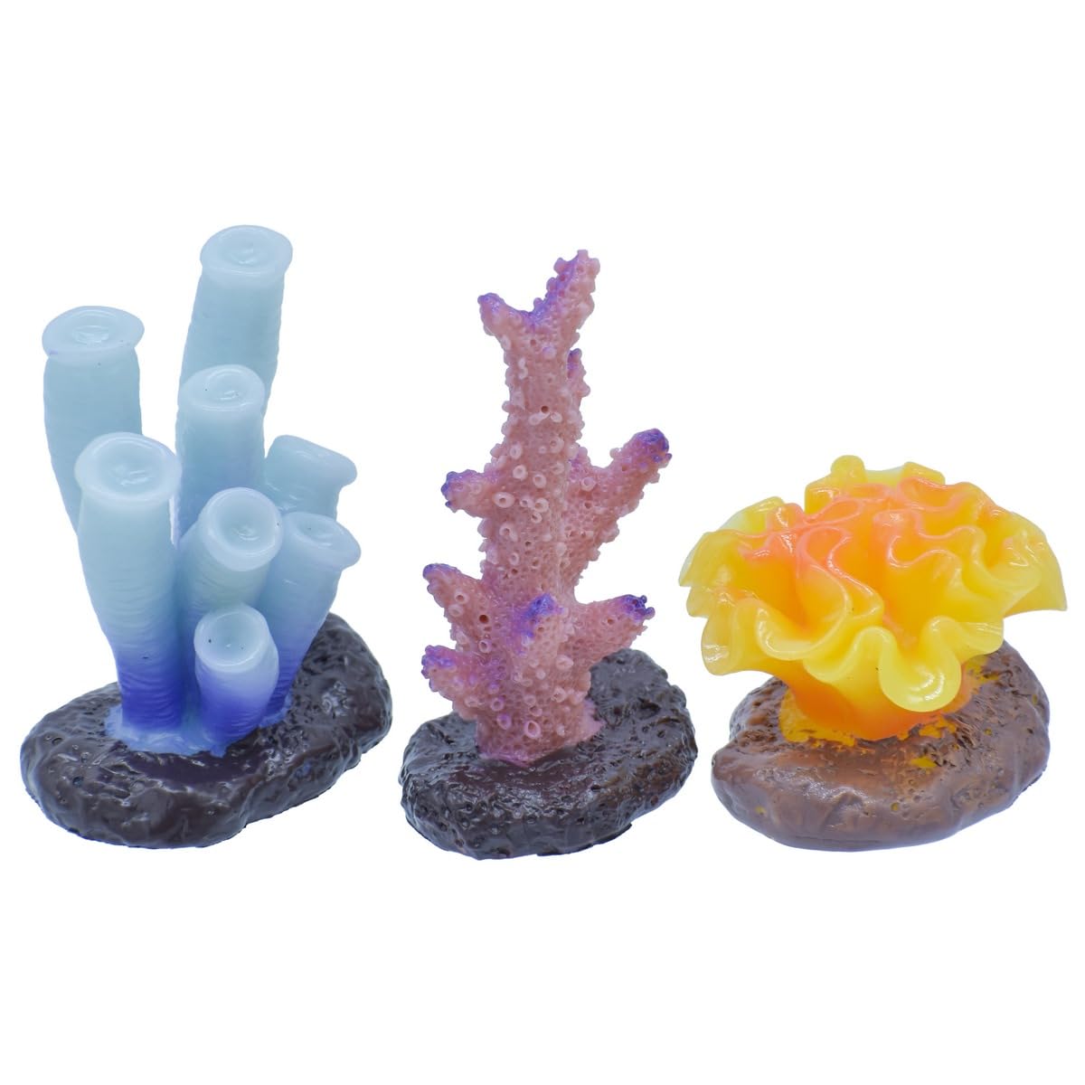 Aadyacrafts Decorative Aquarium Coral Ornaments Set, 3 Pieces, Blue Tube Coral, Pink Branch Coral, Orange Sea Anemone, C0168-C-image-41