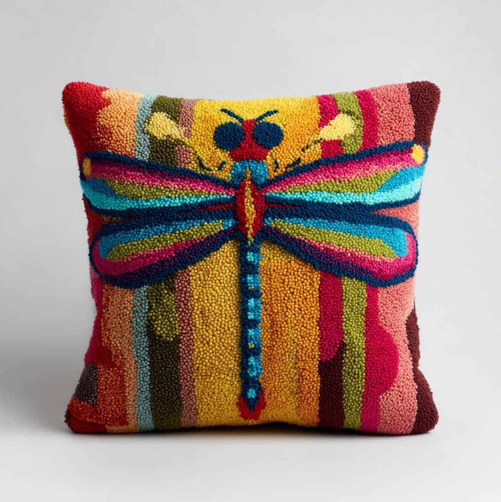 AxiangziK Latch Hook Needlecraft Pillow Kit,Dragonfly