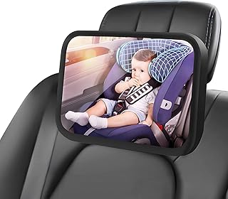 FYY Baby Car Mirror, Shatterproof Baby Mirror for Car, Safety Baby Car Mirror for Back Seat Rear Facing with Wide Clear View, Car Mirror Baby Rear Facing Seat, Baby Essentials for Newborn, Black