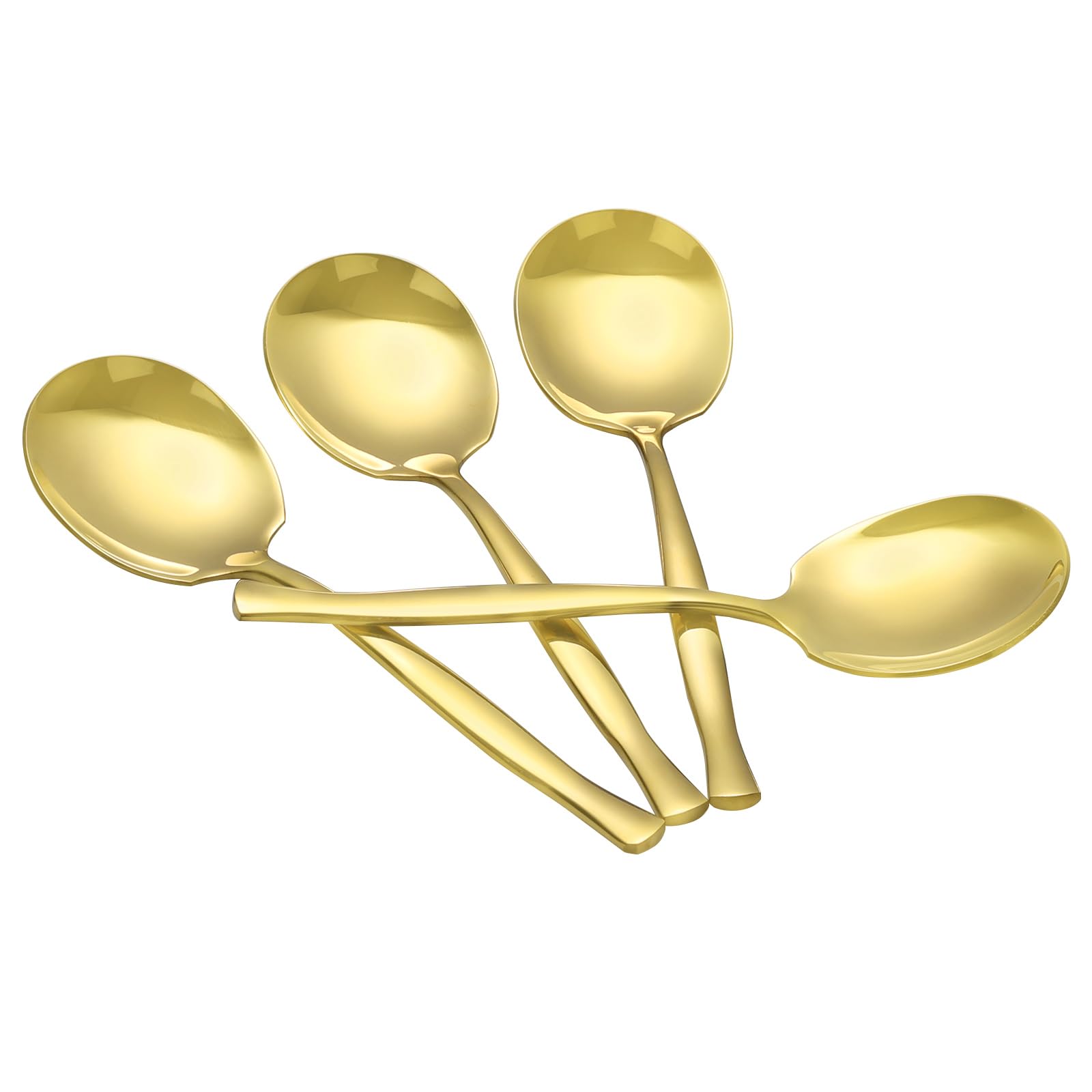 Teyyvn Set di 8 grandi cucchiai da portata acciaio inox, acciaio cucchiai grandi per servire, color oro