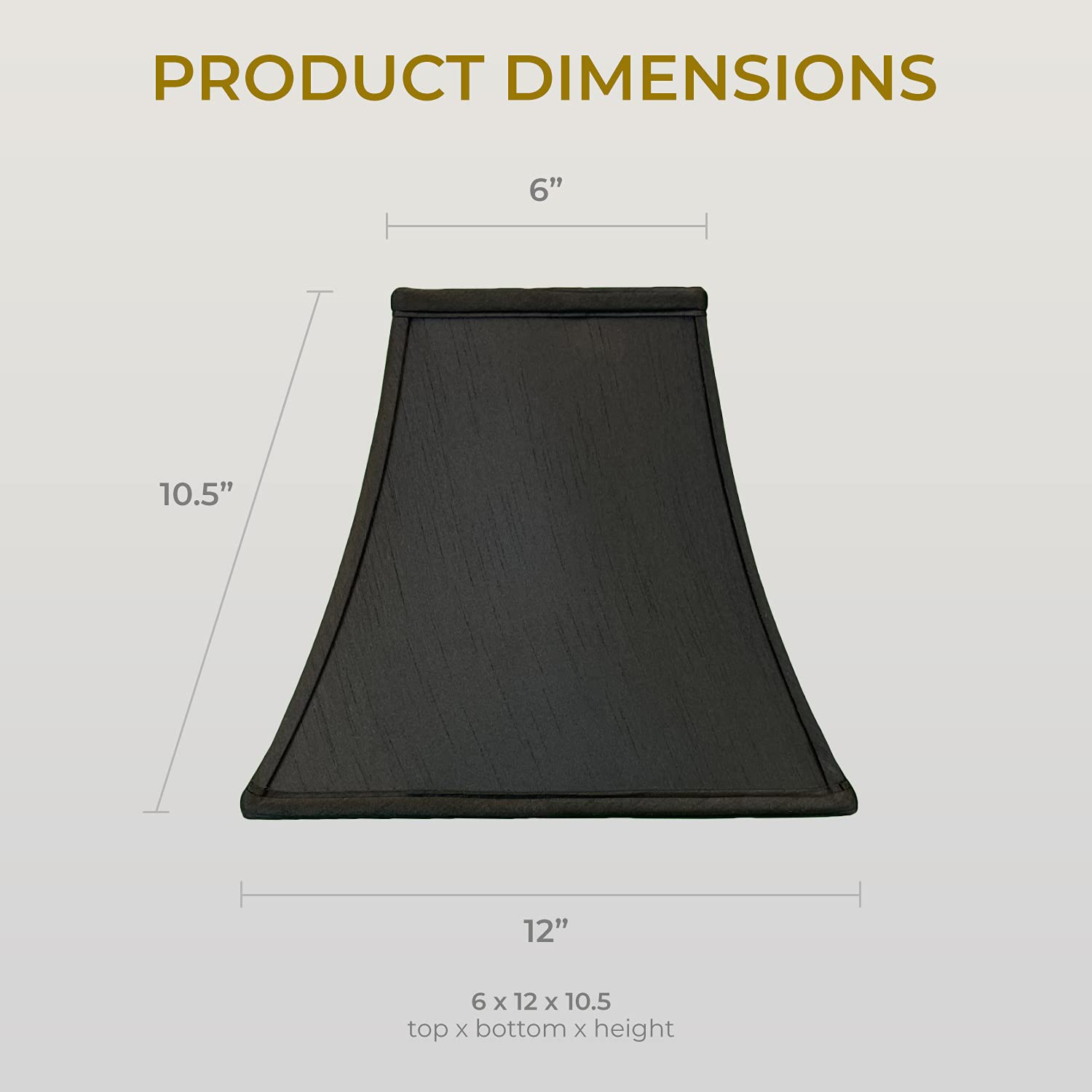 Royal Designs, Inc. Square Bell Lamp Shade, 6 x 12 x 10.5, Black