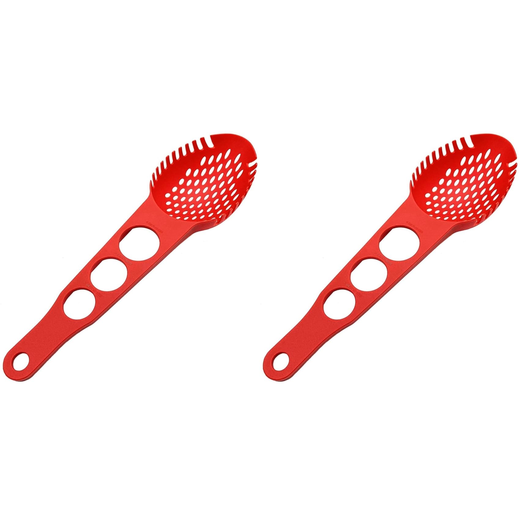 Hndhbfgrt 2X Nylon Spaghetti Server Non-Stick Pasta Fork Slotted Spoon Food Strainer with Spaghetti Measure Tool Strainer Ladle