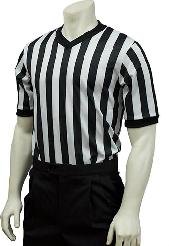 Smitty BKS-203 Camisa de malla de rendimiento a rayas de 1 pulgada Camiseta oficial de árbitro de lucha de baloncesto