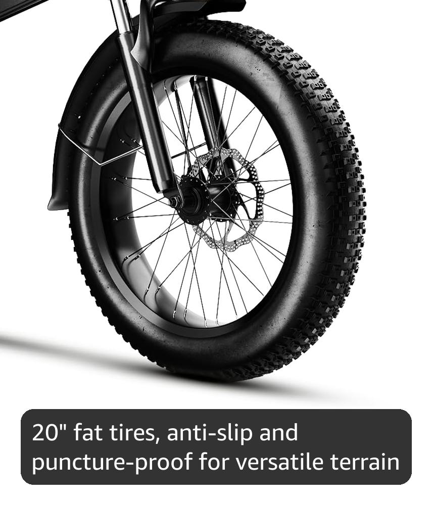 Cybervelo 1000W Folding Electric Bike, 48V 20.8AH Large Removable Battery E-Bike, 30+MPH, 80 Miles Max Range, 20" Fat Tire Electric Bike for Adults, Adult Electric Bicycles for Commute