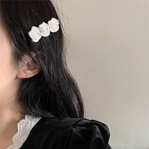Miniatura 5 de Yheakne Broche de pelo bohemio con diseño de flores de camelia para el cabello pasador de flores plateadas elegante clip para la cabeza accesorios