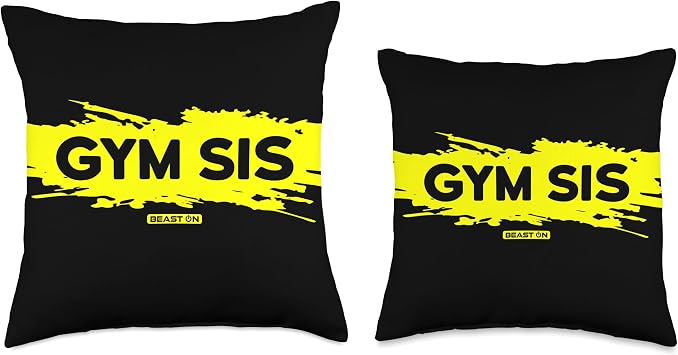 Gym Sis Yellow Bodybuilding Workout Women Fitness Training Throw Pillow