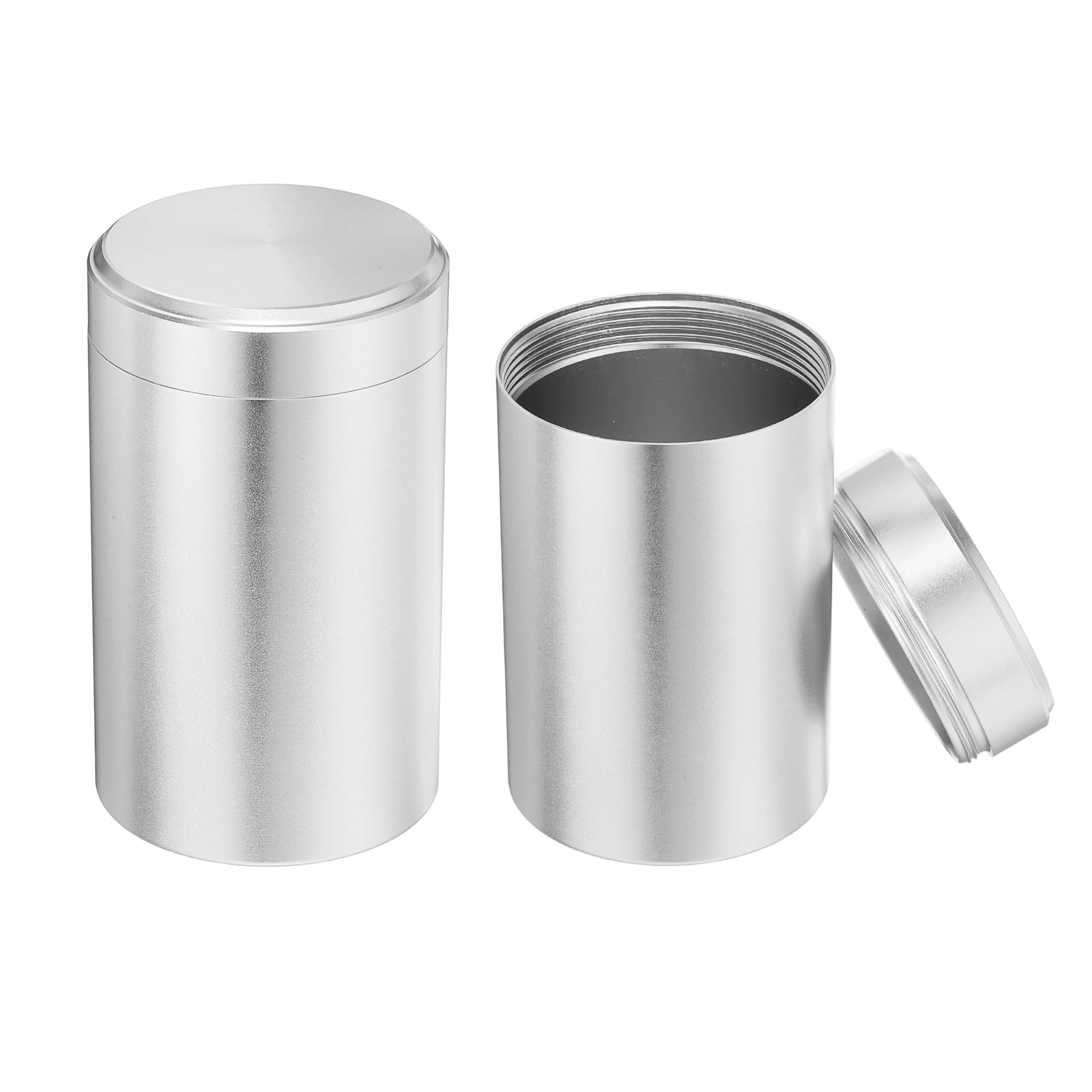 sourcing map 2 Pcs Round Tea Canisters, 3.6" x 2.2" Portable Storage Jar Airtight Metal Tea Containers with Lids for Storing Coffee Beans Cookies Spices Candies Candles DIY, Silver Tone
