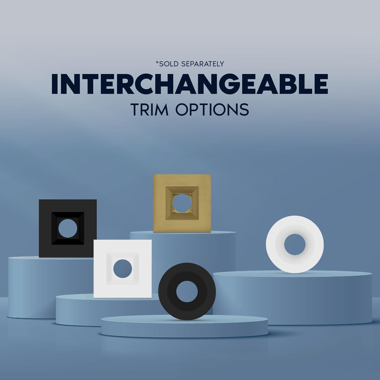 LUXRITE 2 Inch LED Recessed Spotlight with Interchangeable Trim, J-Box, 8W, 600 Lumens, 5CCT 2700K-5000K, Downlight, 60° Beam, Dimmable, Twist N’ Lock, CRI 90, Wet Rated, IC Rated, White (4 Pack)