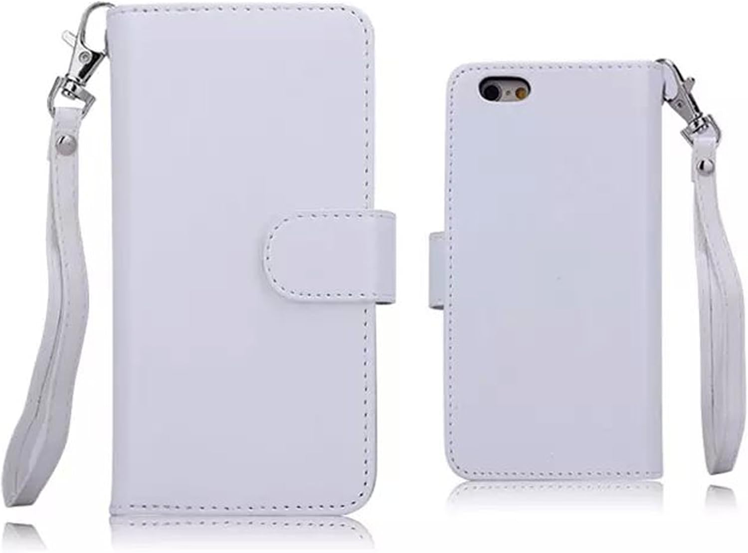 iPhone 8Plus iPhone 7Plus Wallet Case,Valentoria Leather Wallet Case Magnetic Detachable Slim Back Cover Card Holder Slot Wrist Strap(iPhone 7 Plus, White)