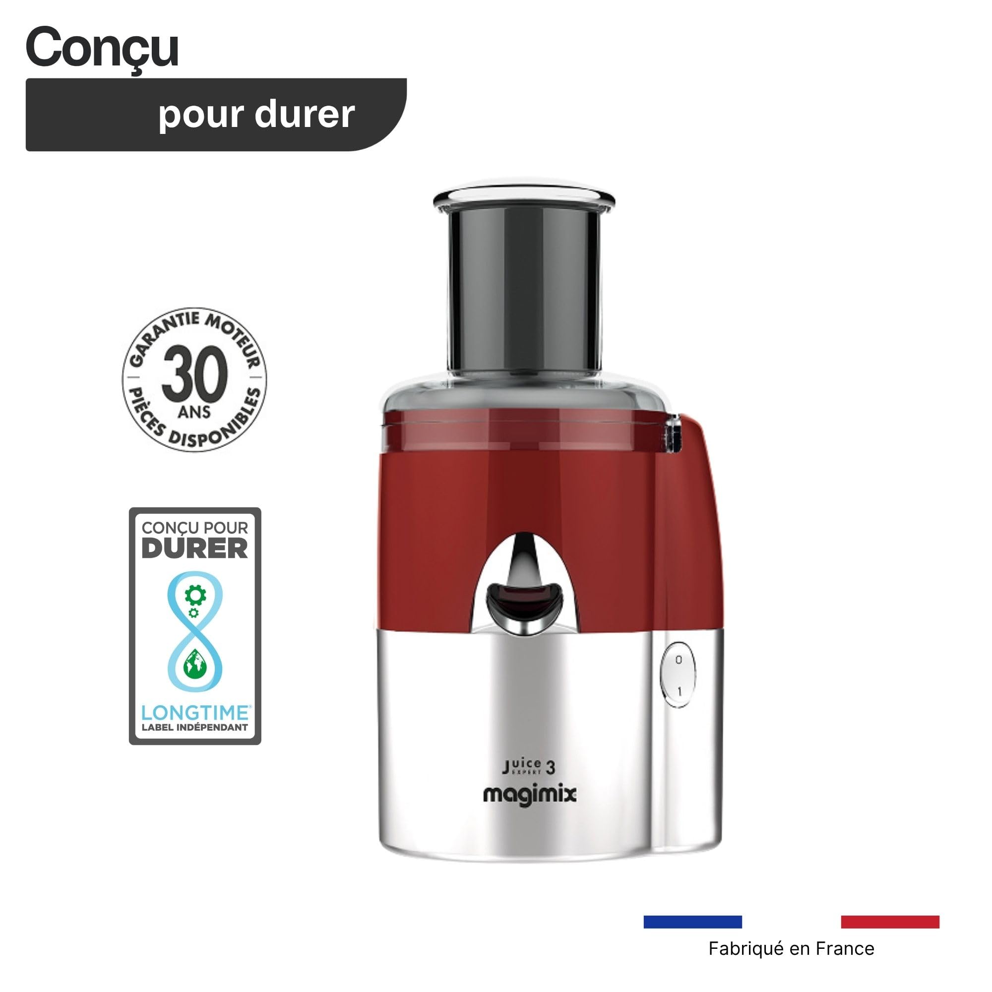 magimix Extracteur de Jus Multifonction 3 en 1 – Presse Agrumes, Centrifugeuse et Extraction à Froid – Moteur Puissant, Sans BPA, Facile à Nettoyer – Idéal Fruits & Légumes – Rouge