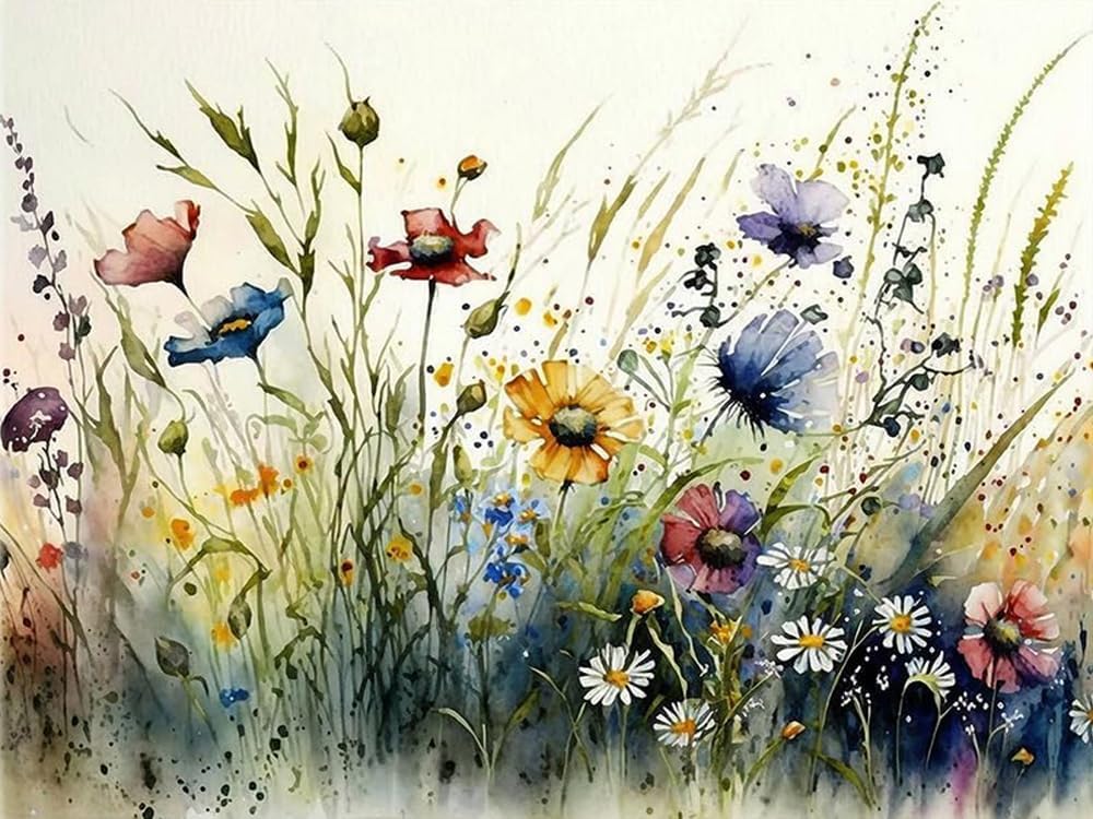 MjhRcll Flower Stamped Cross Stitch Kits, DIY Colorful Flowers Cross Stitch Ornament Kits for Adults Beginners, Counted Embroidery Needlepoint Kits Home Decor 12x16 Inch