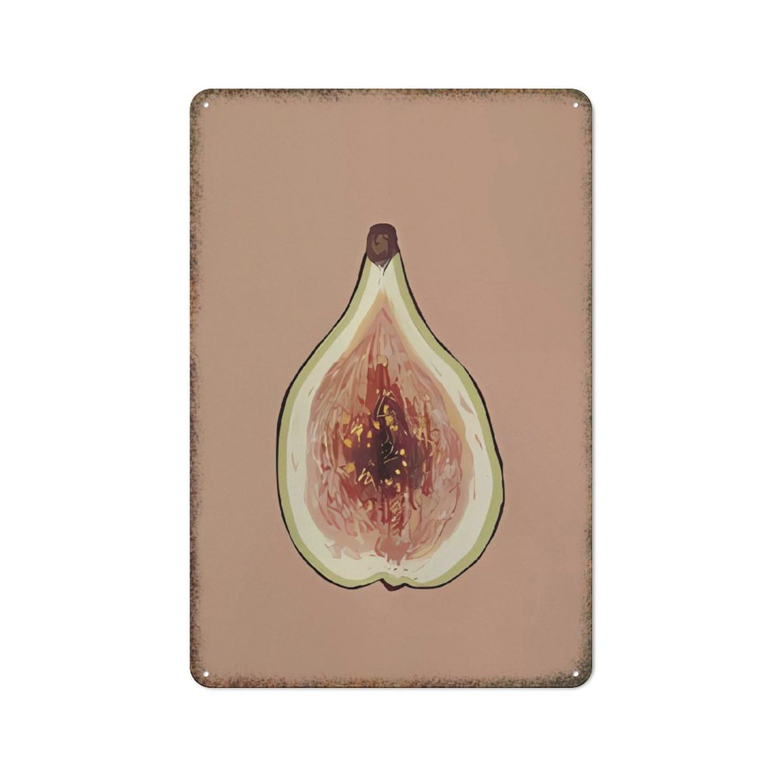Fig Fruit Embossed High Gloss Metal Wall Plaque Retro Novelty Decor Sign for Farmhouse Warehouse Man Cave Home Horticulture Decoration 8x12 Inch