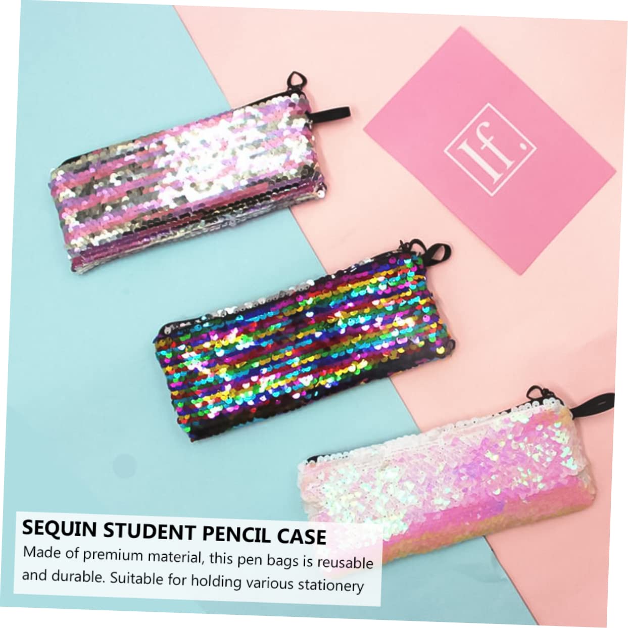 Didiseaon 21pezzi Sacchetti Di Glitter Per Penne e Cavi Organizer Portatile Per Cancelleria Scolastica Sacchetto Multifunzionale Per Auricolari e Materiale Didattico Design Sirena