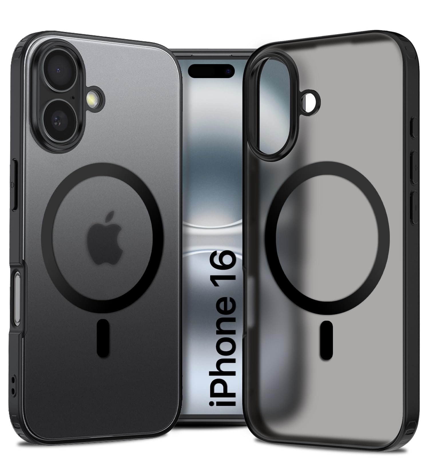 Golden Sand Shockproof Hybrid MagSnap Back Cover Case Compatible with MagSafe Designed for iPhone 16 (TPU+Poly Carbonate |Semi Transparent Frost Black) (B0DGG5M9LX) Amazon Price History, Amazon Price Tracker