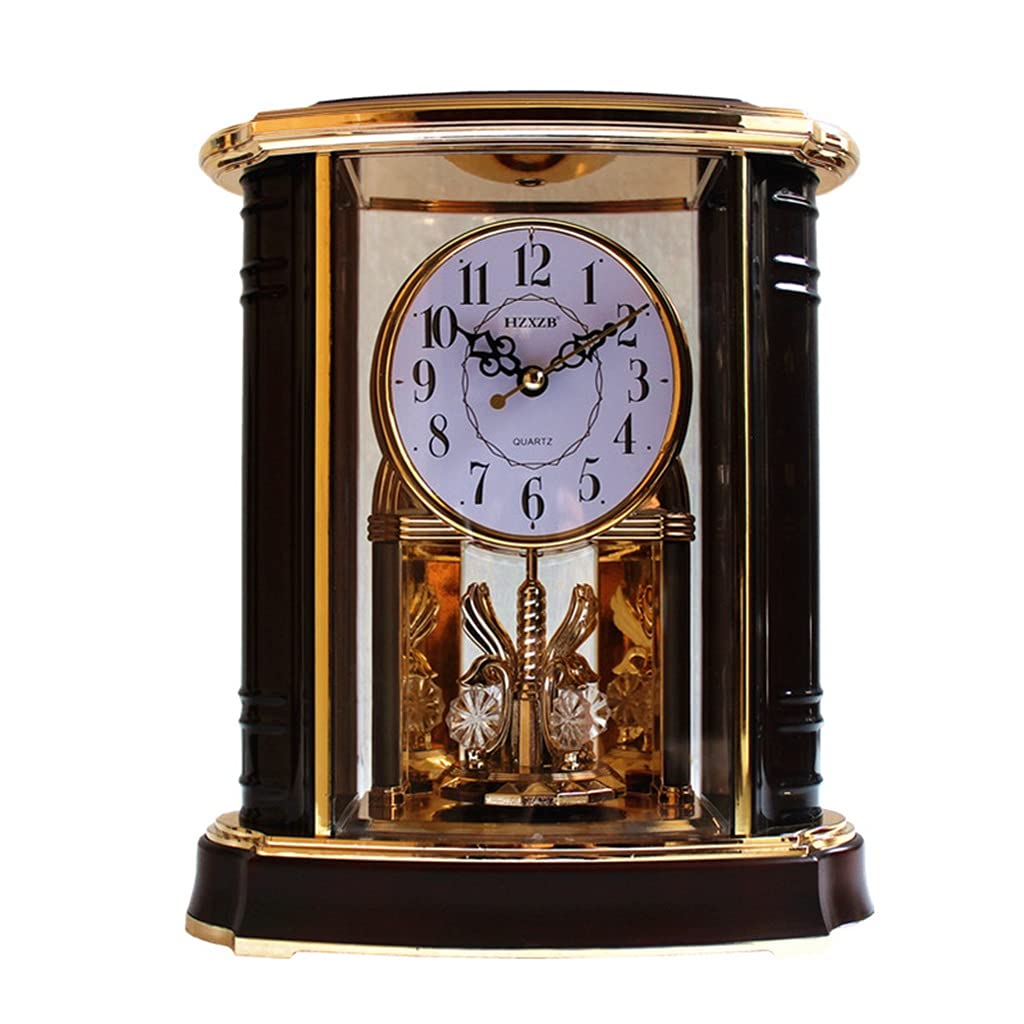 Hrwly D Vintage Esk Clock Antique Table Classic Flip Alarm Woo European Retro Ecoration Living Room Luxury Office(D)