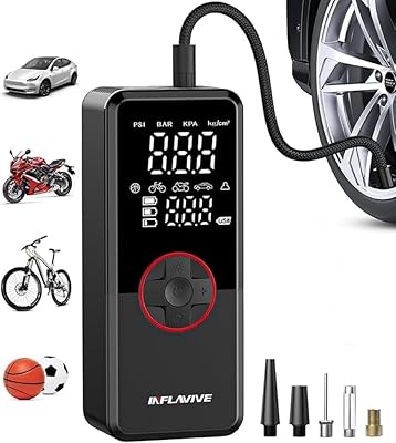 Tire Inflator Portable Air Compressor,150PSI Faster Inflation Cordless Tire Air Pump with Digital Gauge,Auto Shut-Off,LED Light,Electric Air Pump for Car Tires,SUV, Motorcycle, Bike, Balls