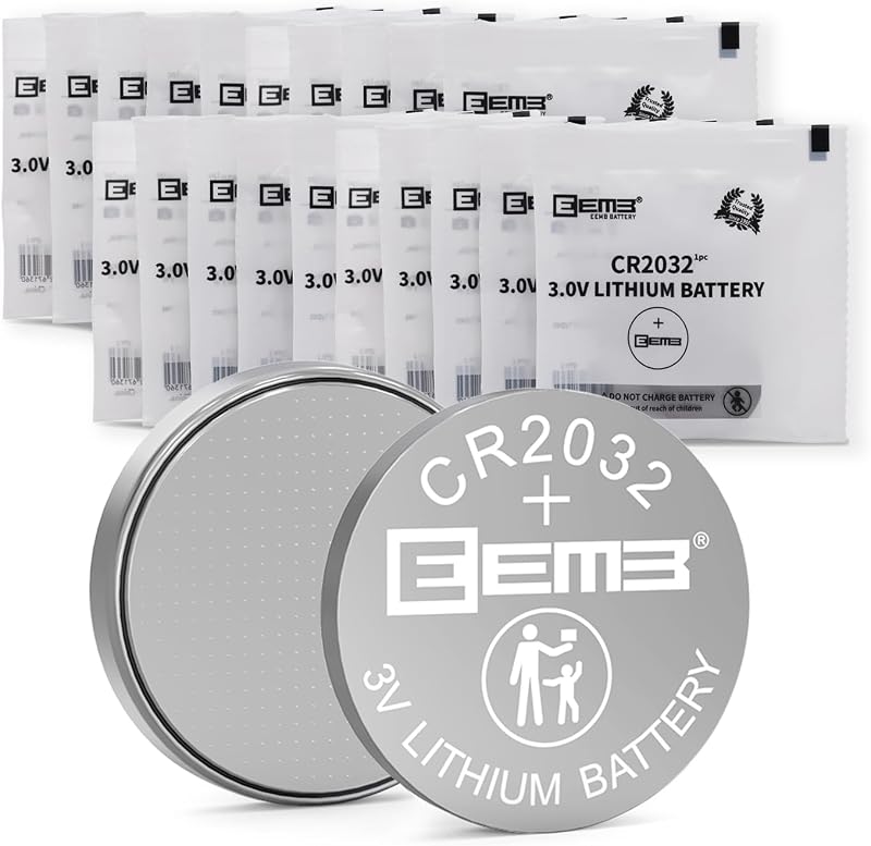 EEMB 20 Pack CR2032 3V Lithium Coin Cell Battery 2032 DL2032 ECR2032 LM2032 for Remote Controls Watches Calculators Doorbells Medical Devices Computer Motherboards