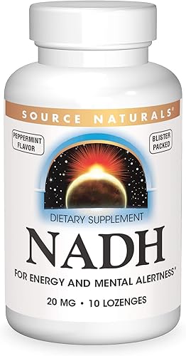 Source Naturals NADH 20 mg, aumenta la energía y el estado de alerta mental*, 10 pastillas