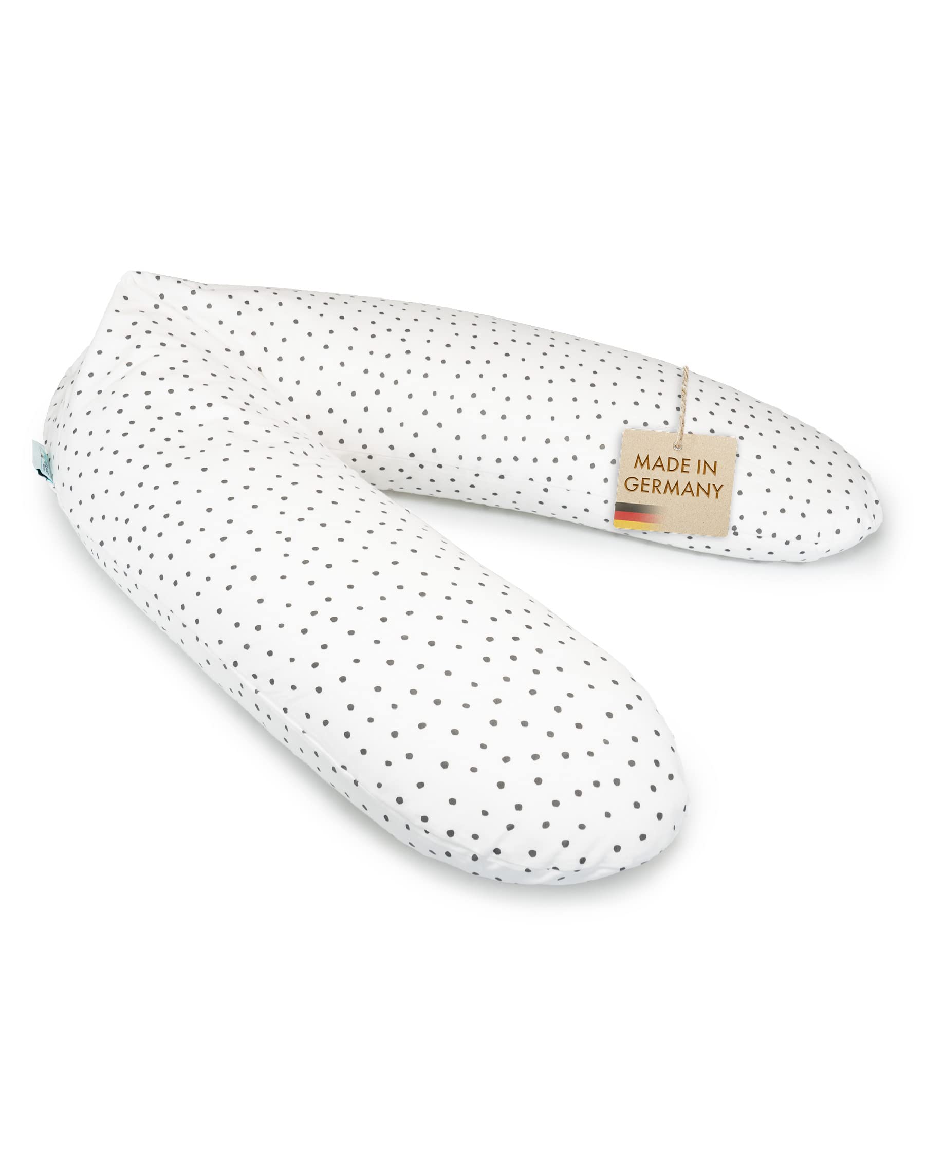 pic Bear Coussin d'allaitement – Coussin de Grossesse de qualité supérieure Coussin de Rangement Souple en Coton Coussin de positionnement latéral sans substances nocives – Classic 190 cm – Gris Pois