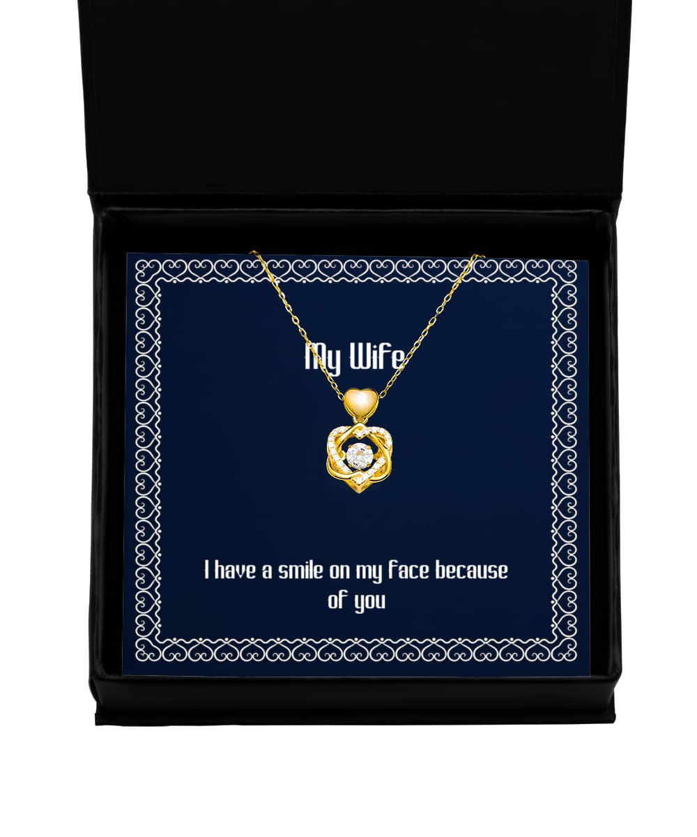 Cute Wife Gifts, I Have a Smile on My face Because of You, Brilliant Heart Knot Gold Necklace for Wife from Husband, Hanukkah Gifts, Kwanzaa Gifts, Birthday Gifts, Wedding Gifts,
