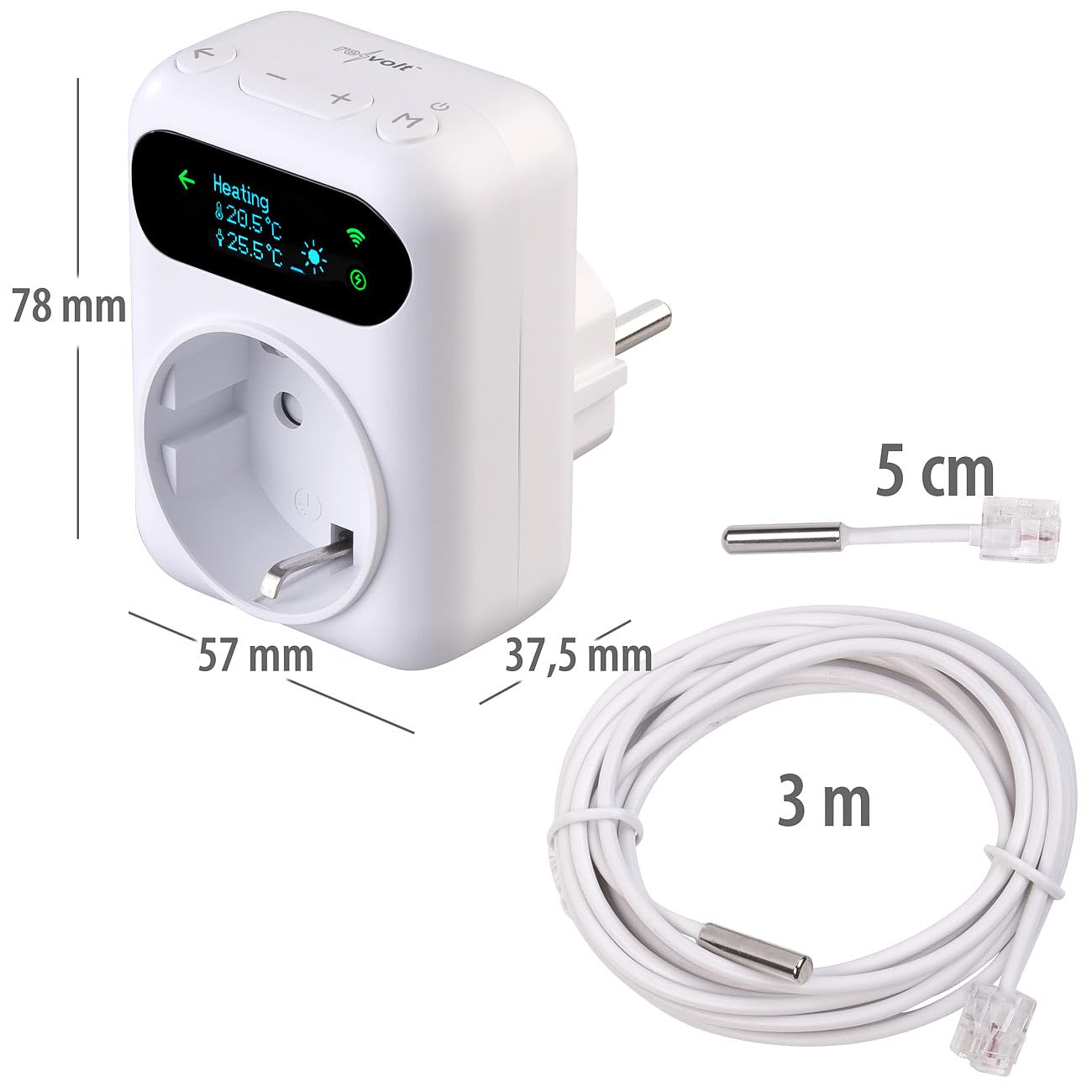 revolt Termostato Wi-Fi Alexa: Set da 2 Termostato Wi-Fi per prese, per dispositivi di riscaldamento e climatizzazione, App (presa termostatica con sensore, presa smart home, LAN)