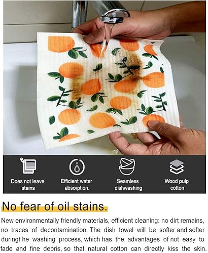 Miniatura 3 de Juego de 4 paños de limpieza reutilizables para cocina, absorbentes y de secado rápido, juego de 4 toallitas sin olor (naranja)