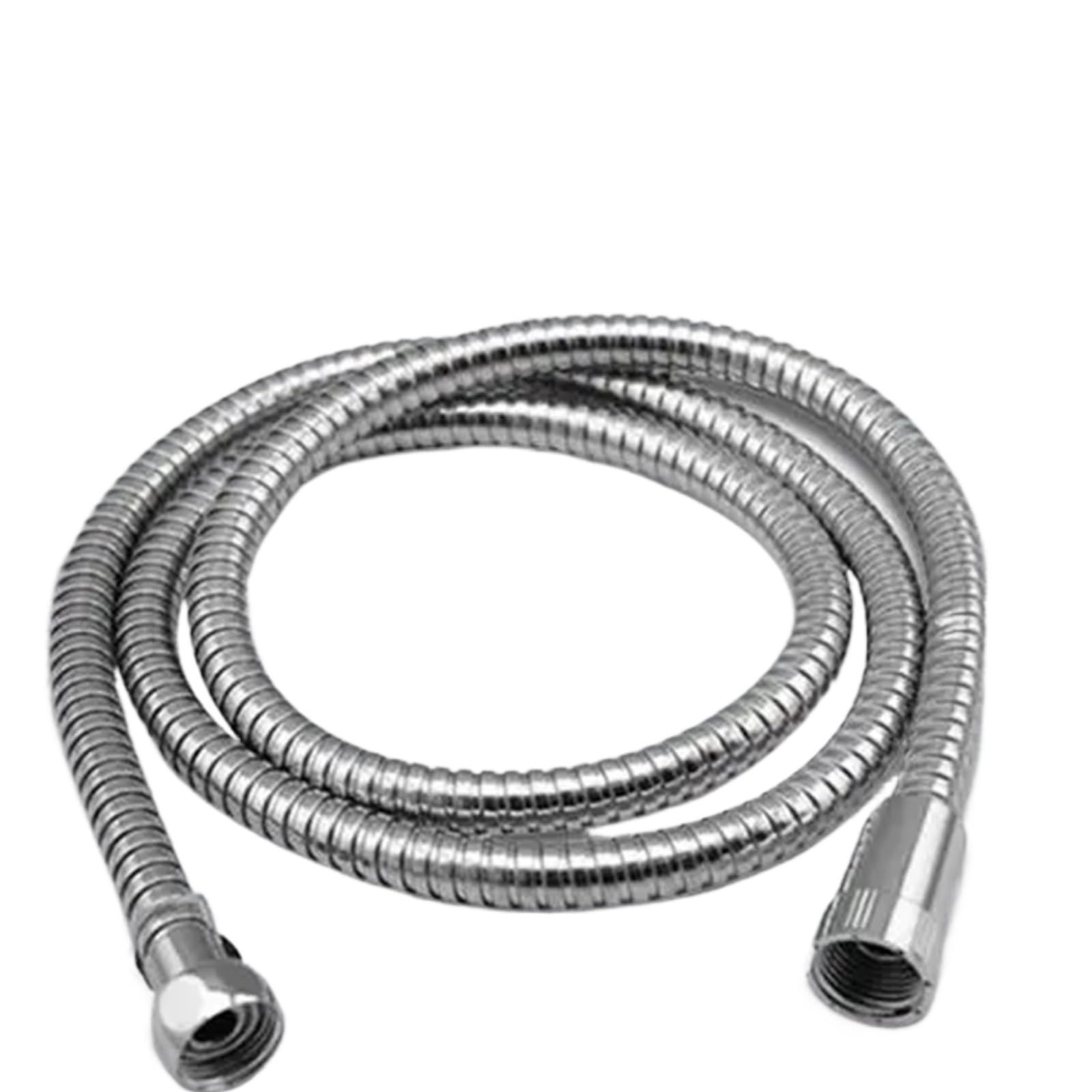 1.5M Shower Hose Plumbing Flexible Stainless Steel Double Interlocked Bathroom Water Hoses for Bathroom Fittings(Sliver)