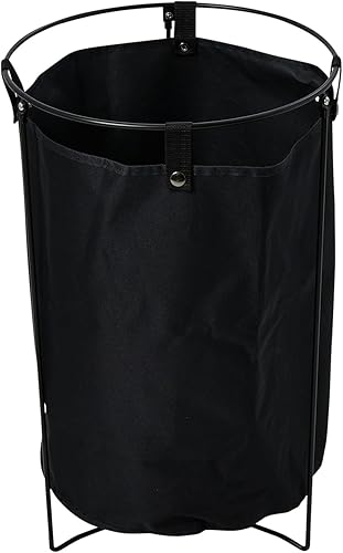 Household Essentials Cesta de lavandería con marco de alambre de metal con bolsa de lona extraíble, color negro