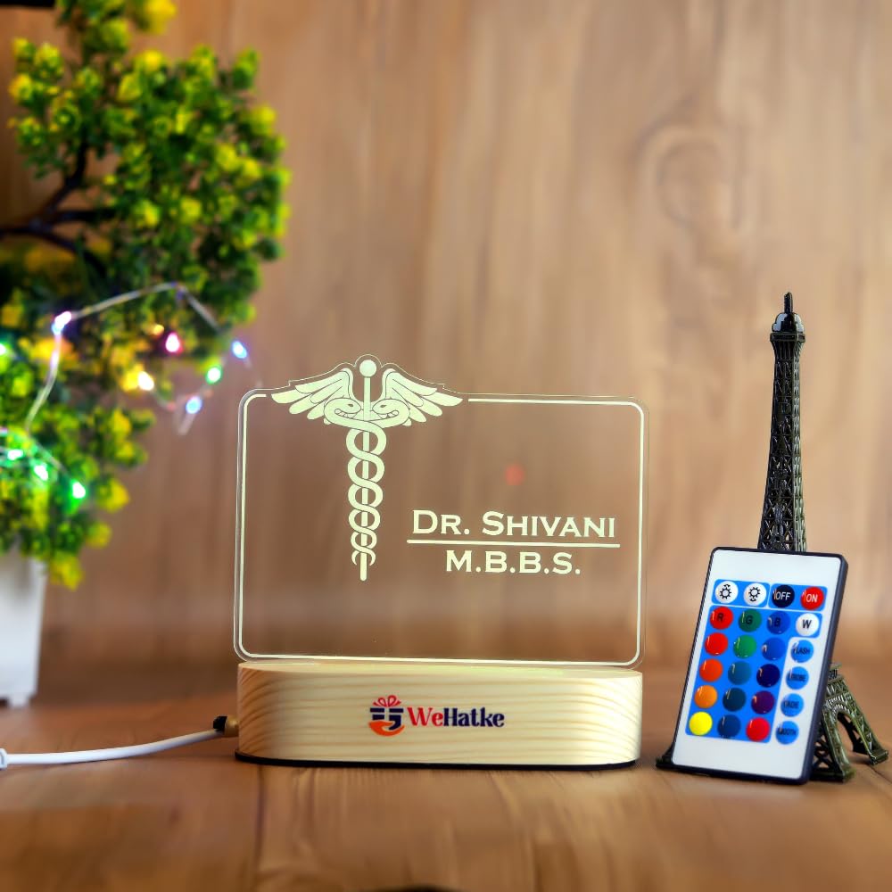 Customized 3D Illusion Doctor lamp with Name & Logo | Best Thankyou LED Gift to Doctor with sybmol (Multi, Acrylic, Pack of 1)-image-29