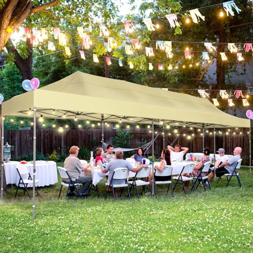 Image of COBIZI 10x20 Heavy Duty Pop Up Canopy Tent with 6 Sidewalls, Yellow