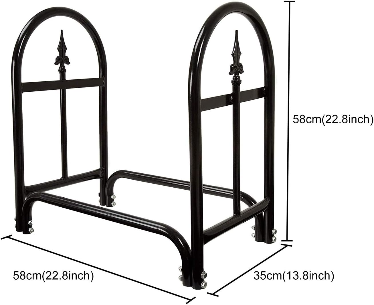 Classic Firewood Holder Logs Storage Rack, Patio Metal Kindling Stand, Steel Tubular Wood Pile Rack, Heavy Duty Log Stacking Frame