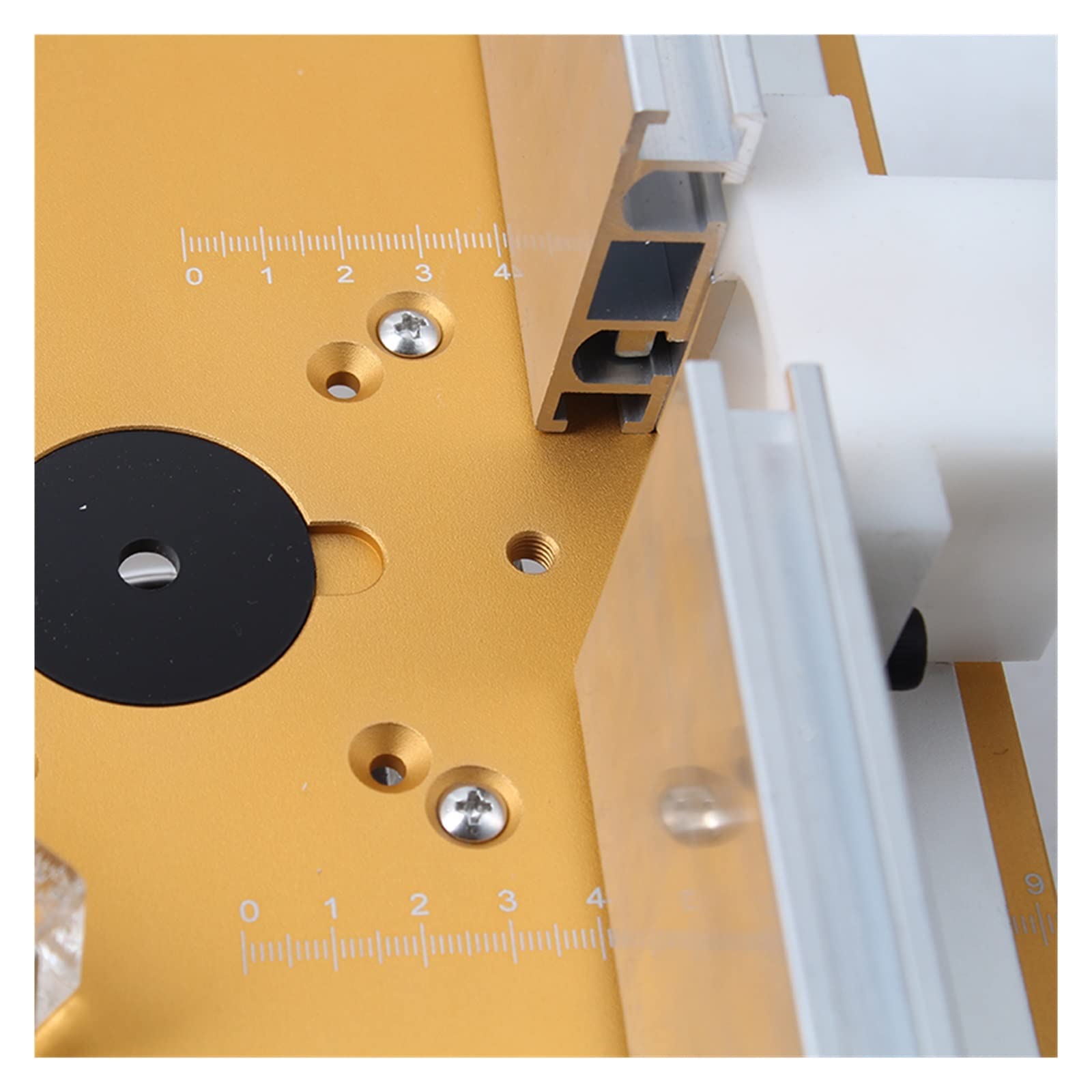Placa de inserción de mesa de enrutador for bancos de carpintería sierra de mesa con guía de calibre de inglete soportes deslizantes de cerca de perfil de aluminio Herramientas para trabajar la madera