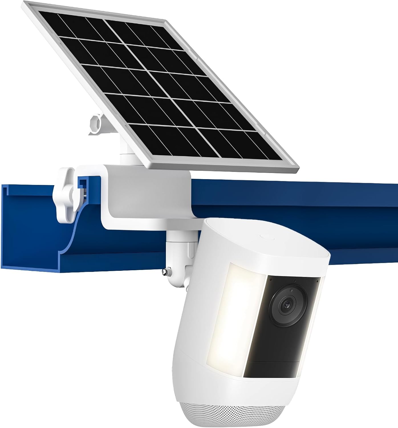 6W Solar Panel with Gutter Mount for Ring Cameras,Stick Up Cam, Stick Up Cam Pro, Outdoor Cam Plus Battery, Spotlight Cam Plus/Pro with Waterproof Cable and USB-C to Barrel Plug Adapter (White) milk white