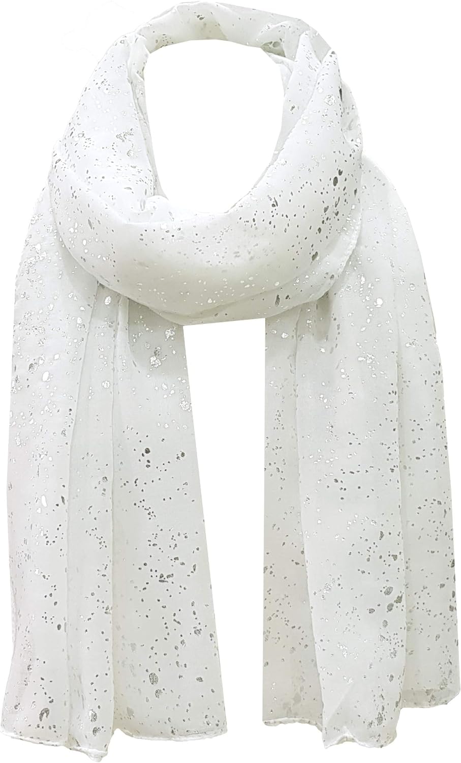 World of Shawls Evening Wrap Stole Shawl For Wedding, Bridesmaid, Parties, Prom Scarf (Silver Sparkle White)