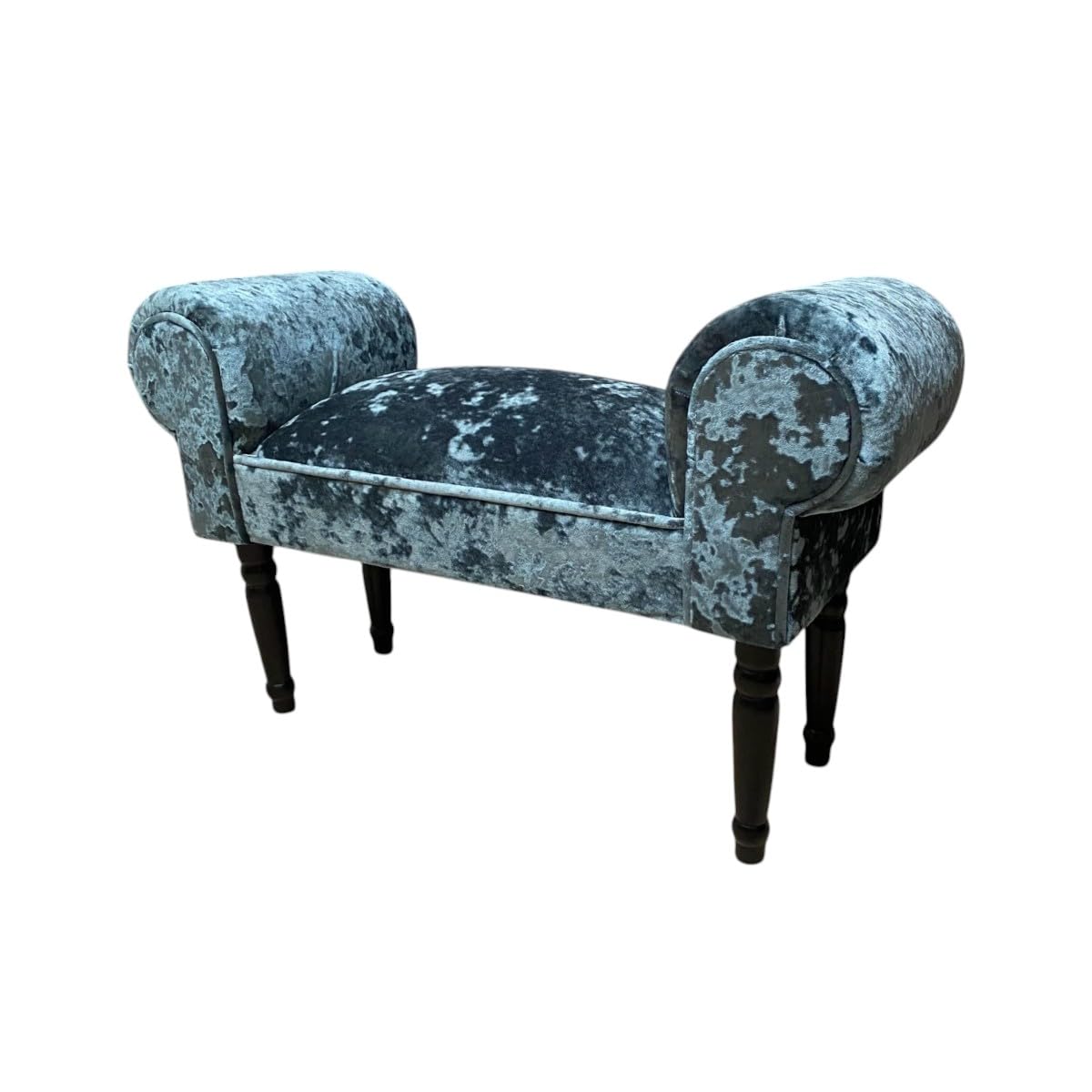 AcaciaHome Durable & Stylish Velvet Window Seat Bed End Chaise Lounge - Crushed Velvet Fabric, Solid Wood Feet, Padded Armrests, Sponge Padded Seat, Perfect for Bedroom or Living Room (Light Blue) โ image 1