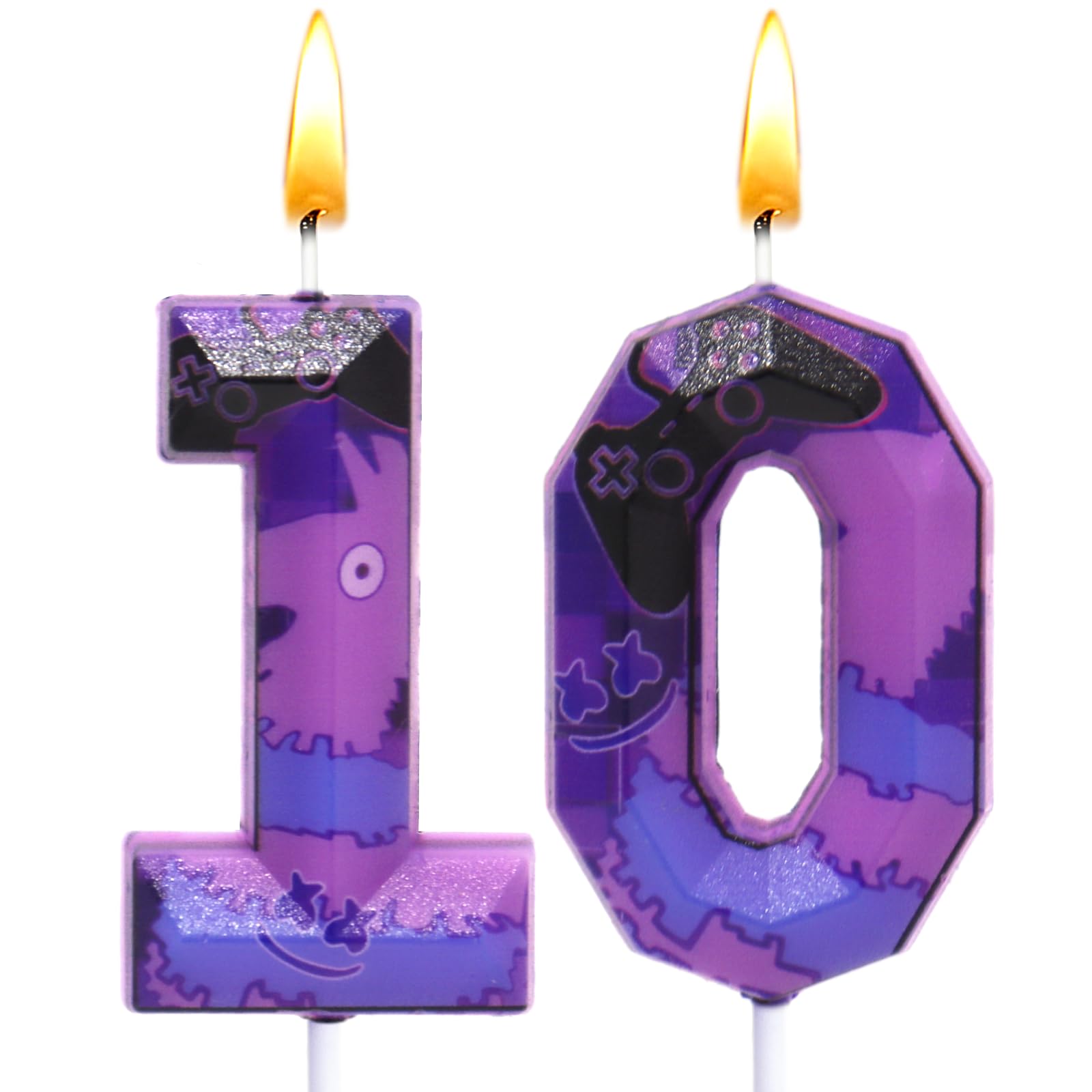 Fortnit Birthday Decoration 10, Fortnit Candles Number 10, Birthday Candles, Cake Decoration, Decoration Candles, Party Accessories, Boys and Girls, for Baby Shower, Anniversary, Children's Birthday