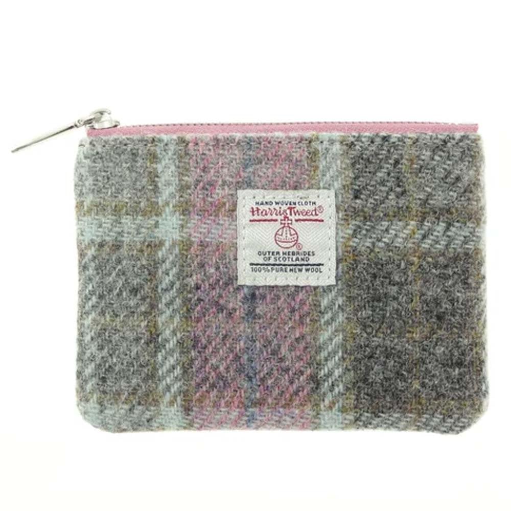 Glen Appin Harris Tweed 'Eriskay' Small Zip Coin Purse (Colour 134 Soft Pink Buchanan)
