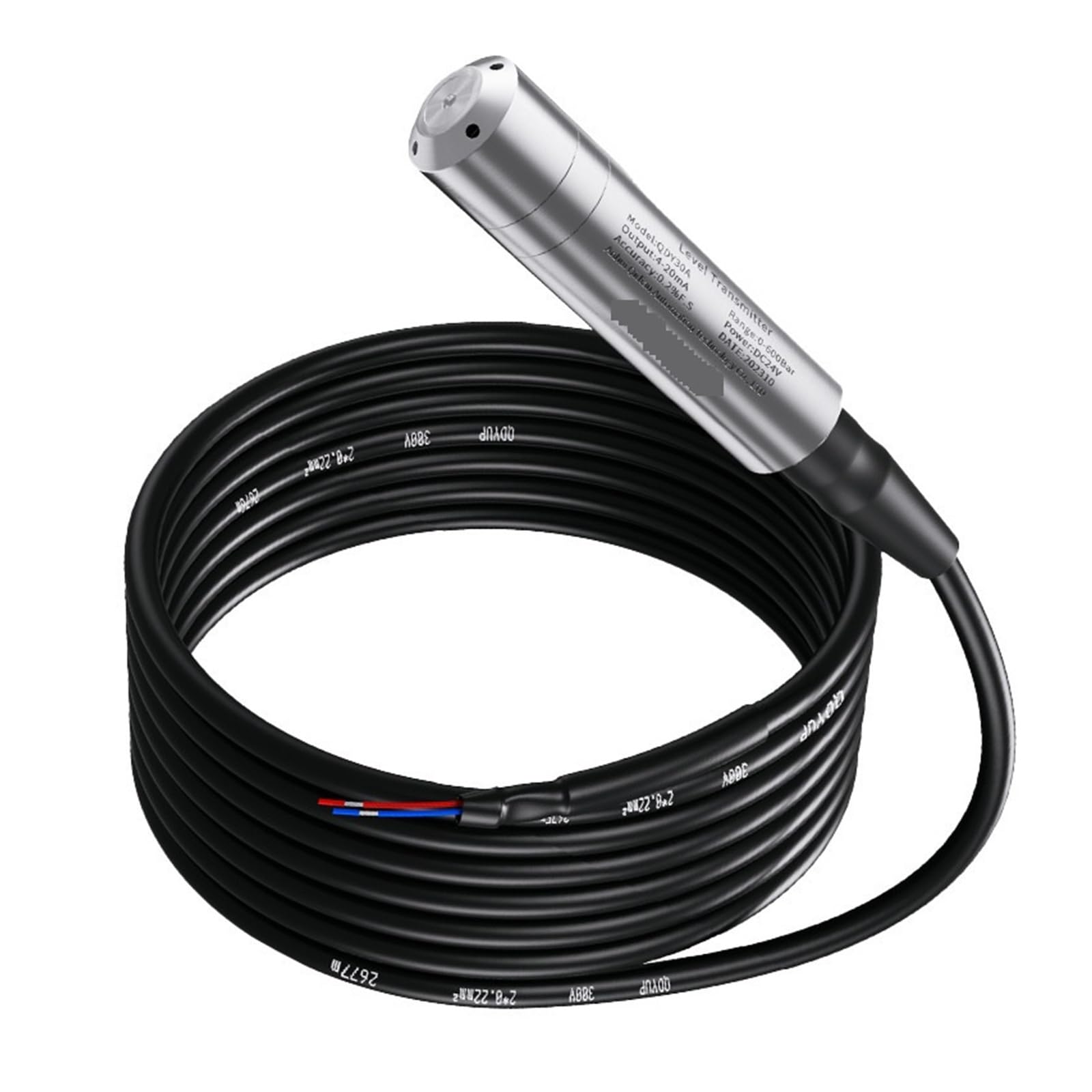 Czujnik poziomu wody 4-20mA 0-10V 0-5V RS485 0-5m 1m/2m/3m/4m/5m Nadajnik czujnika poziomu cieczy Solidna ochrona(5M Range 5M Cable,RS485)