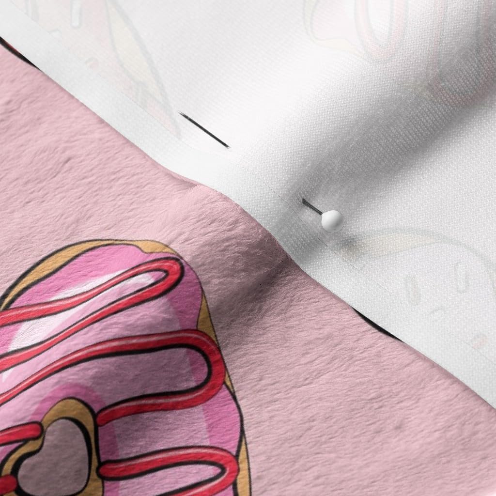 Spoonflower Fabric - Heart Donuts Valentines Red Pink Love Valentine Donut Printed on Minky Fabric by The Yard - Sewing Baby Blankets Quilt Backing Plush