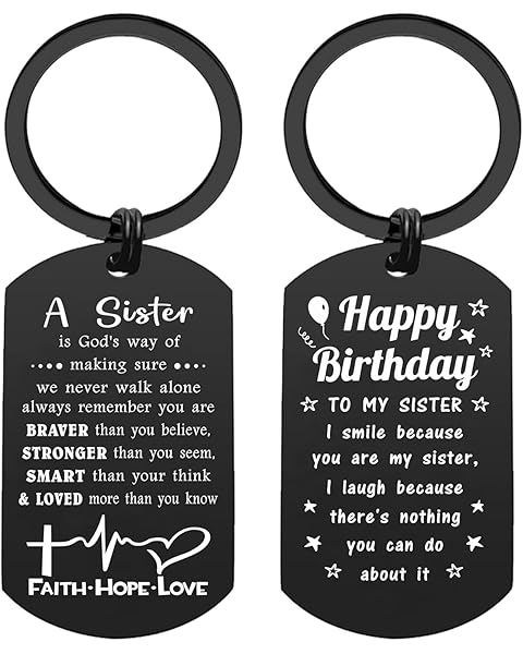 ENGZHI Sister Birthday Gifts for Her, Happy Birthday Sister, Young Women Birthday Decorations Keychain