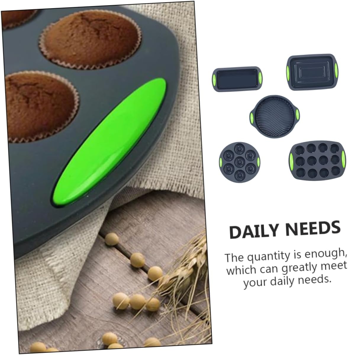 STOBAZA 5Pcs Silicone Cake Baking Mold Practical Non Deformable DIY Cake Molds for Home Kitchen Cafe and Dessert Shops Easy Demoulding Grey Baking Utensils