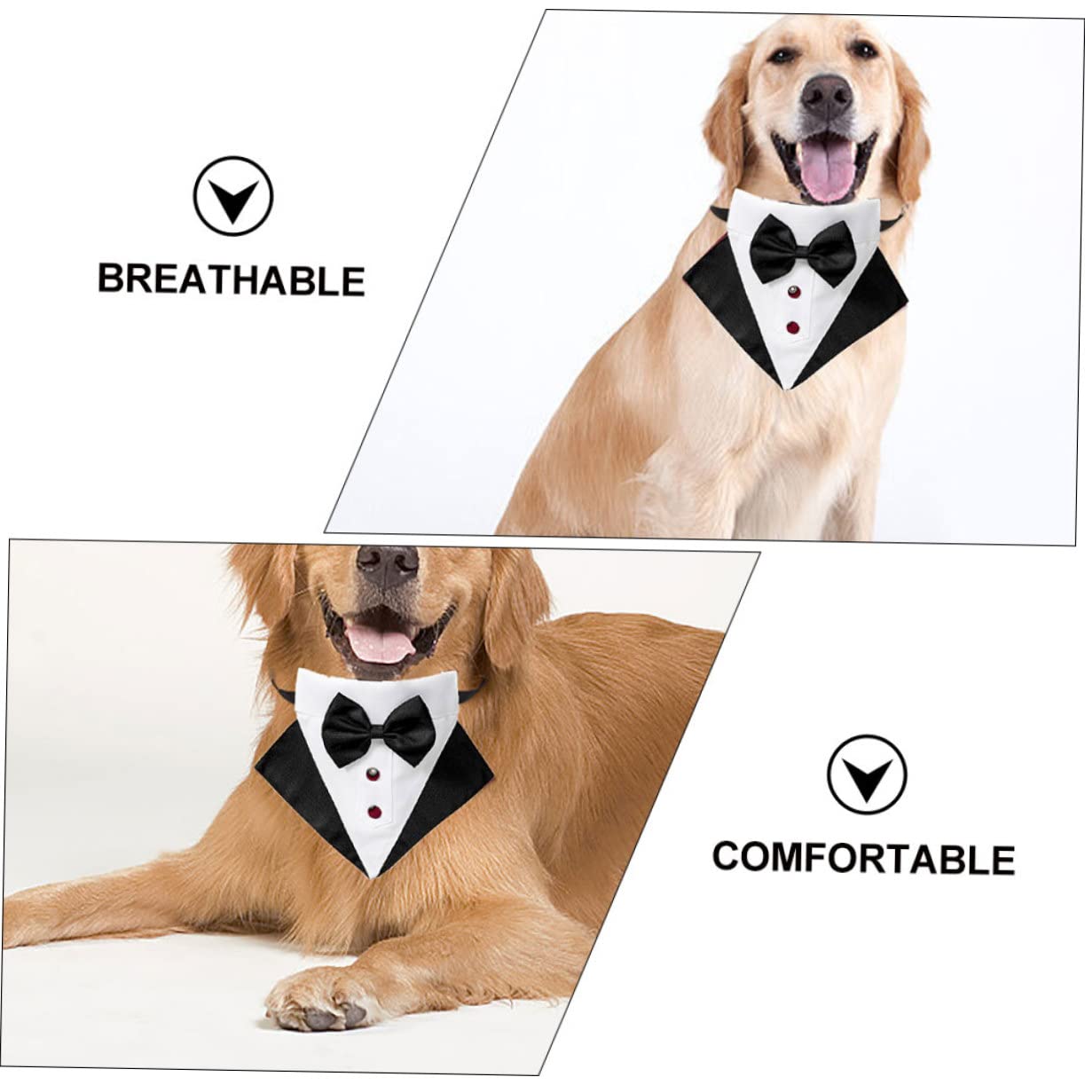 INOOMP 2juegos Disfraz Formal para Perro Pajarita y Bandana Conjunto De Esmoquin Elegante para Mascotas Traje De Comodo y Ligero para Eventos Especiales y Celebraciones Talla