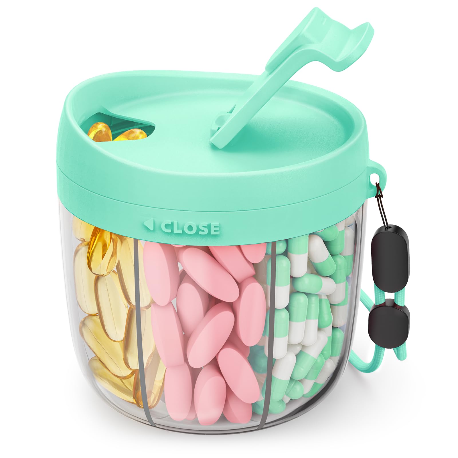 AMOOS Cute Pill Dispenser with Anti-Mix Design, 7-Slot, BPA-Free, Patented