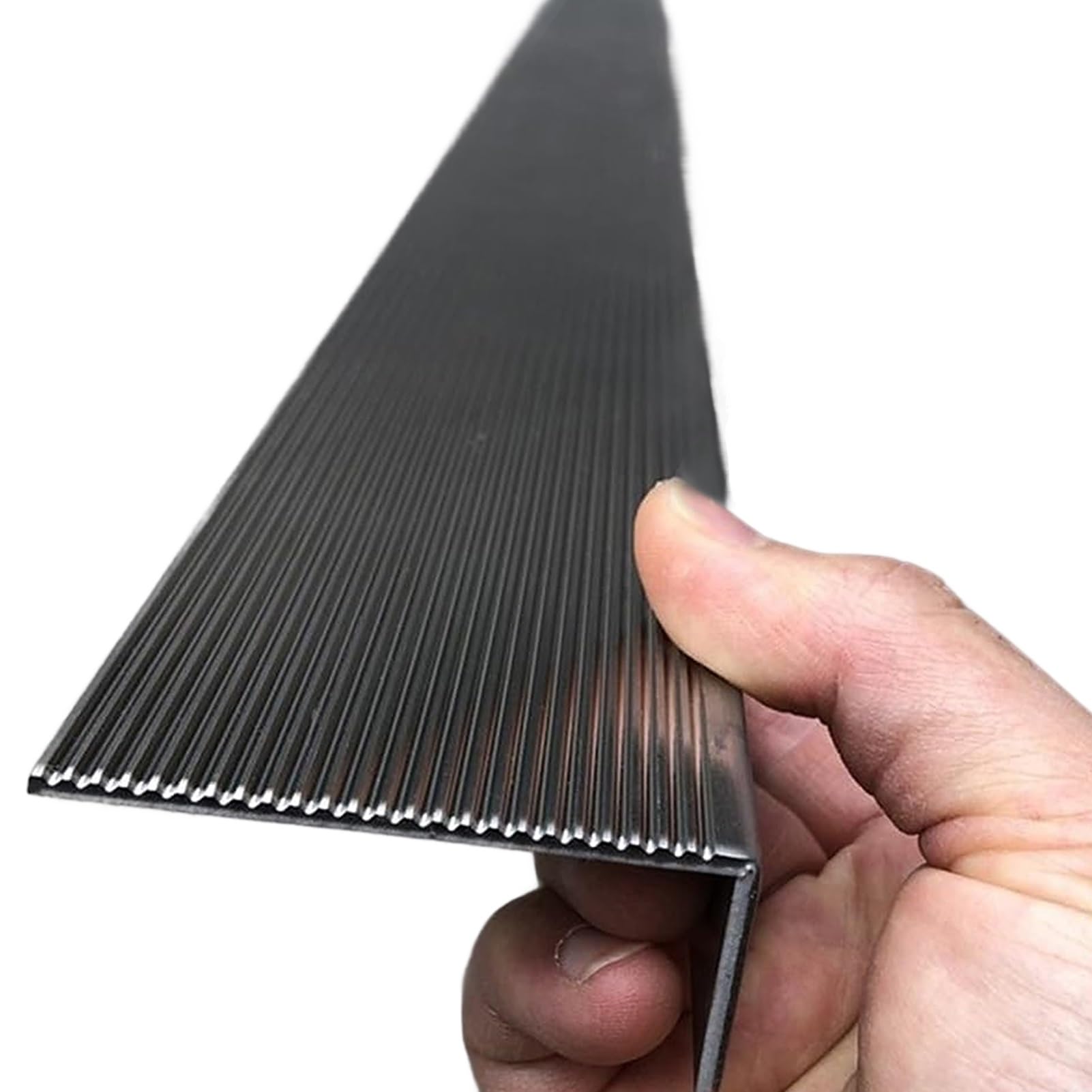 Borde de Escalera Antideslizante de Acero Inoxidable, Tira de Transición para Suelo Exterior de 100 cm, Protector de Borde de Escalera en Forma de L(80 mm x 30mm)