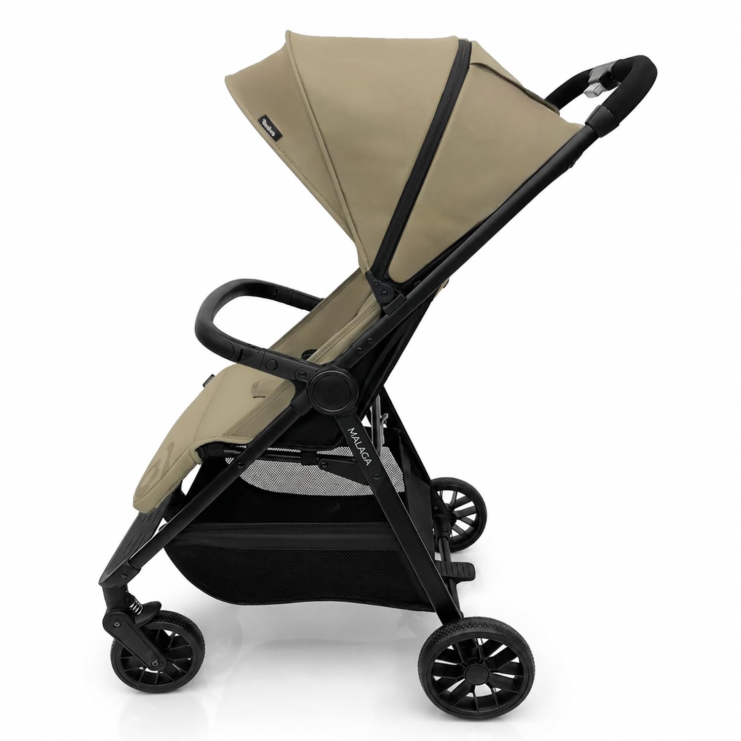 Poussette pliante livre à une main. Dès 0 mois - 22 kg avec harnais 5 points, capote UPF 50+ et roues avec suspension - Homologuée EN 1888-2 - Asalvo Malaga (beige)