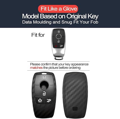 Miniatura 9 de 2 piezas compatibles con Mercedes-Benz Funda protectora de silicona para llave de llave de mando a distancia sin llave para Mercedes-Benz E300 E450