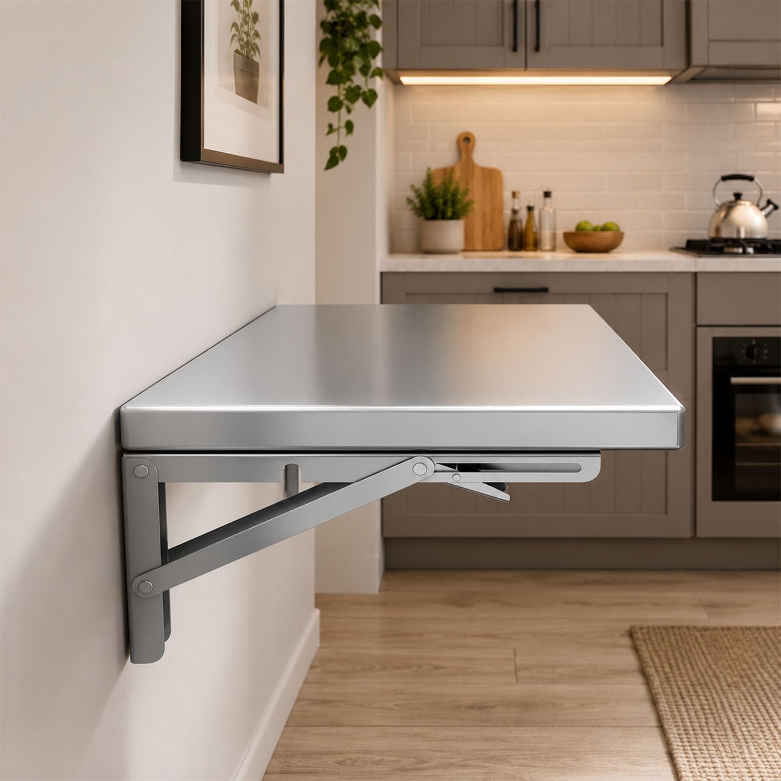 Tavolo pieghevole da parete, design salvaspazio per cucina, lavanderia, bagno, camera da letto, robusto tubo di supporto, facile installazione, 80 x 40 cm