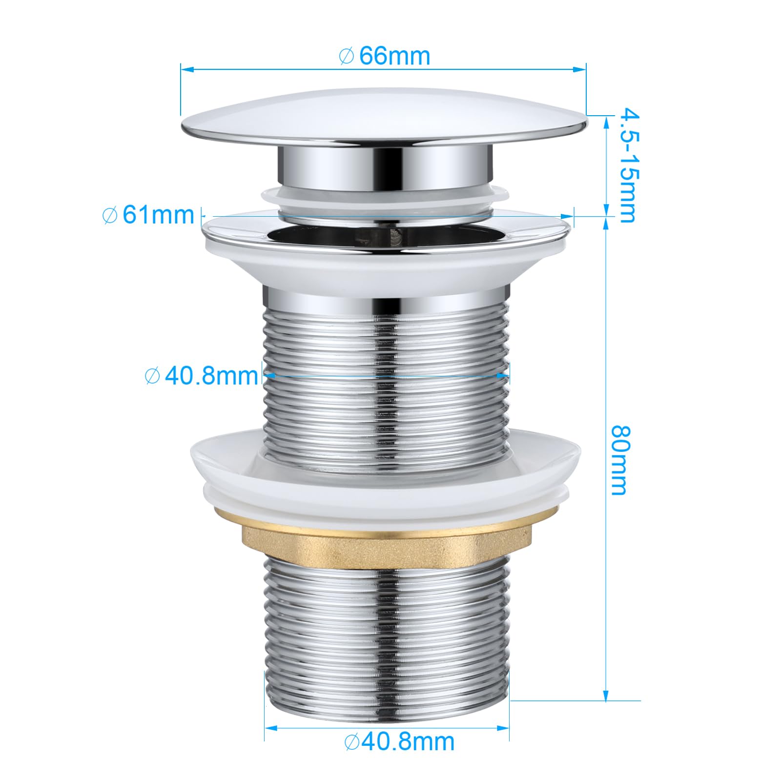 Valvola Di Scarico Per Lavabo NiceLand - Cromata, Con Troppopieno, Facile Da Installare E Pulire